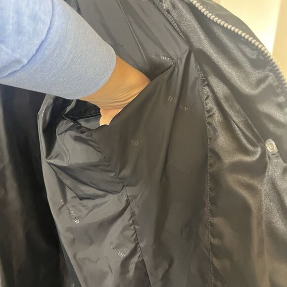 Lands' End Women M 10-12 Black Satin Down Puffer Jacket Knee Length Full Zip EUC - Picture 12 of 16